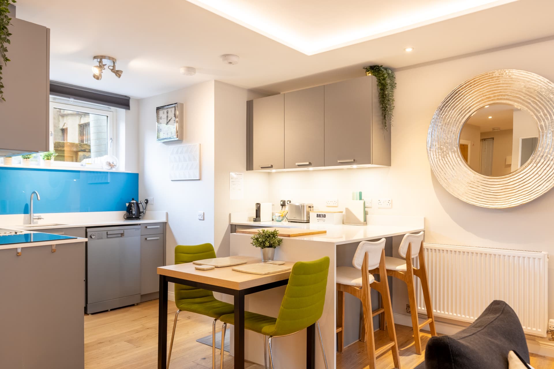 Heavenly Pad kitchen with a breakfast bar.